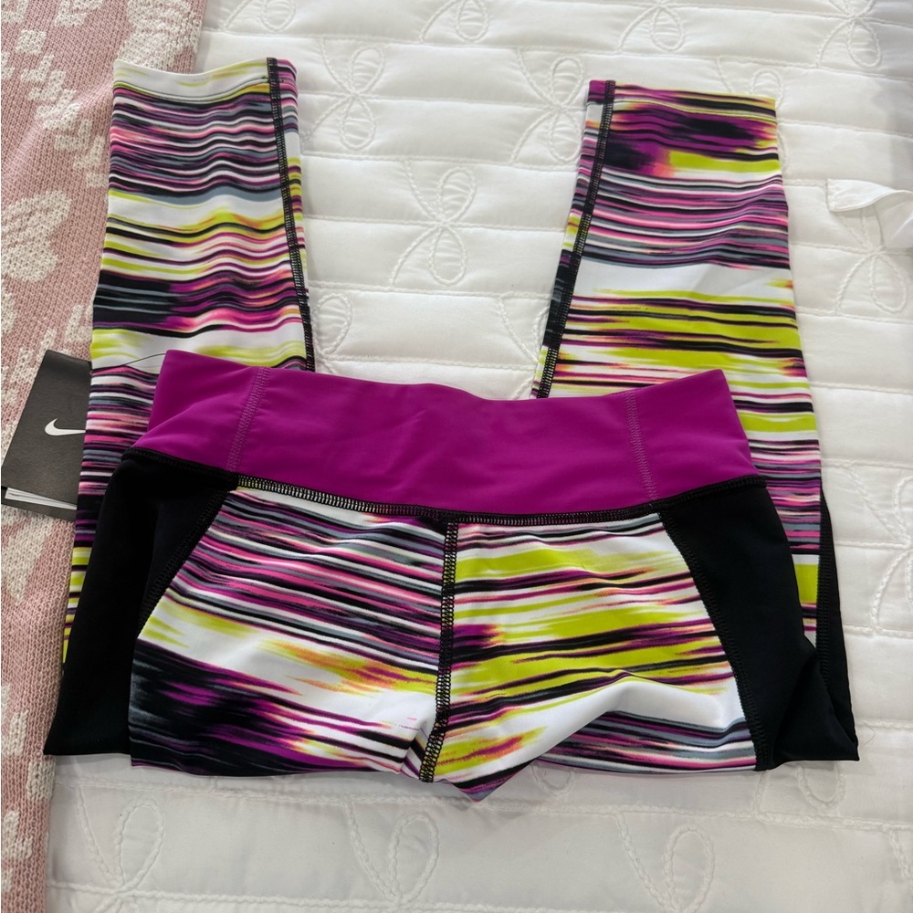 Nike Women's Pink and Yellow Athletic Shorts